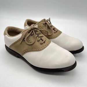 Footjoy Greenjoys Sz 10 Women’s Golf Cleats 48802 Saddle White Tan